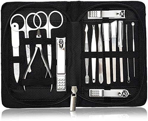 Manicure Pedicure Set Nail Clippers - 15 Piece Stainless Steel Hygiene Kit - Toenail Clippers Includes Cuticle Remover with Portable Travel Case Beauty Care Tools