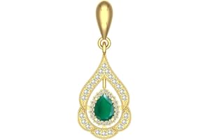 LMDPRAJAPATIS 4.25 Carat 8x6 Pear Shape Natural Emerald Gemstone Gold Plated Pendant & Birthday Surprises Gift For Women & Sister