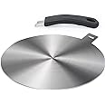 Induction Plate Adapter for Glass Cooktop Heat Diffuser for Electric Gas Glass Stove with Detachable Handle, 24CM