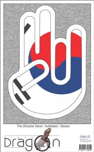 The Shocker Hand Decal Sticker Laptop skin 210x173 mm white Outline with Flag South Korea-Südkorea