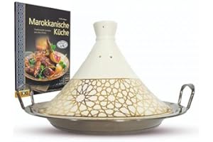 SAHARASHOP Tajine Set ricettario + Tajine Ø 34 cm Marocchino Royal Tajin Tagine ceramica induzione