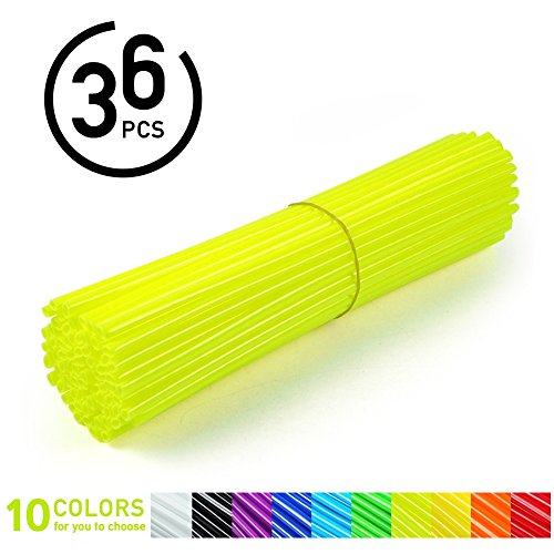 VGEBY Pack Of 36 Dirt Bike Enduro Motocross Wheel Spoke Skin Dischi Coperture Strada Guardia impacchi cappotti -10 colori (Colore : Fluorescent yellow)