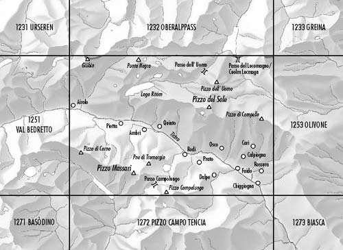Preisvergleich Produktbild 1252 Ambri-Piotta, topographische Wanderkarte Schweiz 1:25.000, Swisstopo