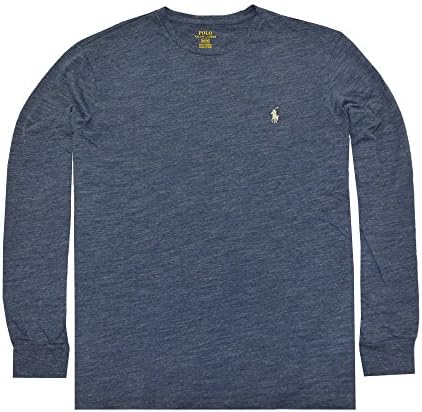Polo Ralph Lauren Men Classic Fit Long Sleeve Pony Logo T shirt ( Gentian blue) medium