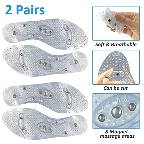 IMPORX 2 Paar Magnetische Orthopädische Einlegesohlen desodorierende Sweatproof bequeme Massage Einlegesohlen Akupressur Einlegesohlen Massageeffekt Einlagen für Männer & Frauen (transparent)