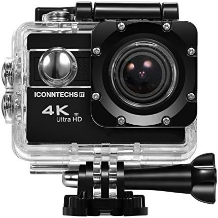 ICONNTECHS IT Waterproof 4k Action Camera Underwater Sports Action Cam for Scuba Diving wifi Sport Dive Camcorder 60fps 20mp HD Helmet Cameras with 170 Degree Wide Viewing Angle Head Cams（Black）