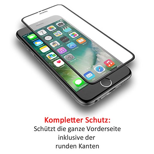 iPhone 7 Panzerglas mit Kantenschutz wortek Schutz Glas komplettes Display Durchsichtig gebogen 0,3mm Schwarz - 2