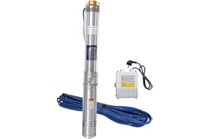 Yakimz Pompa per fontana profonda, 1100W Sommergibile 4000L/h, Pompa Acqua in Acciaio Inossidabile, Altezza massima di mandata 81m, pressione 8,1 bar con Cavo da 20M