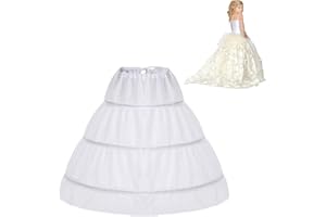 MANQYI Kinder Reifrock Petticoat - Unterrock für Mädchen, 3 Creolen, Halber Slip für Prinzessin Kleid in Weiß