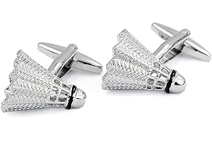 HONEY BEAR Badminton Shuttlecock Novelty Cufflinks for Men,Stainless Steel, for Business Wedding Gift Silver