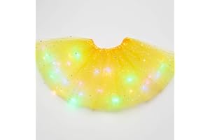DONEMORE7 Tutu-Rock mit Sternen und Pailletten, für kleine Mädchen, LED-Licht, Tutu-Rock, neonfarben, leuchtend, Partykleid, Tanzkleid, Prinzessinnenkleidung, Ballett für 3-8 Jahre alte Kinder