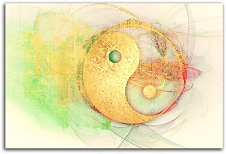 Energy Yin Yan ABSTRAKT340 _ Canvas Art Print Box Framed Picture Wall Hanging – Abstract One Piece Decorative Art Print on Stretcher Frame 100 x 70 cm