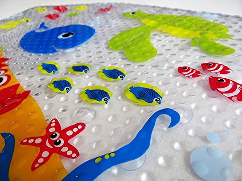 Salinka Rutschfeste Badematte Ozean – FREI von Phatalaten und Blei – Rutschfeste Matte für Badewanne und Dusche – aus strapazierfähigem mehltau- und schimmelresistentem PVC – viele starke Saugnäpfe – praktische Tasche für einfachen Transport – kostenloses E-Book - 2