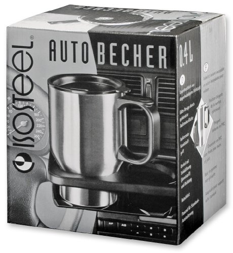 Isosteel VA-9558 Auto-Isolierbecher 0,4 L aus doppelwandigem 18/8 Edelstahl inkl. Kunststoffdeckel mit Trinköffnung und Anti-Rutsch-Boden - 3