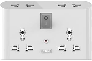 GM 3019 3 Pin Universal Multi Plug Travel Adaptor with 6 AMP for Home Applications, Computers, Laptops