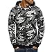 Produktbild SUCES Herren Winter Sweatshirt Hoodie Tarnung Kapuzenpullover Männer Langarm Jacke Herbst Mantel Kapuze Modisch Dünne Pullover (Grau,XXXXL)