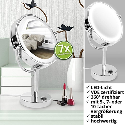 casa pura® Kosmetikspiegel mit LED Beleuchtung | 3 hohe Vergrößerungsgrade wählbar (7-fach) - 3
