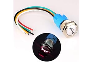 Gebildet 12V-24V/5A 19mm Pre-Wired Momentary Horn Button Red LED Lighting Waterproof Metal Speaker Horn Switch