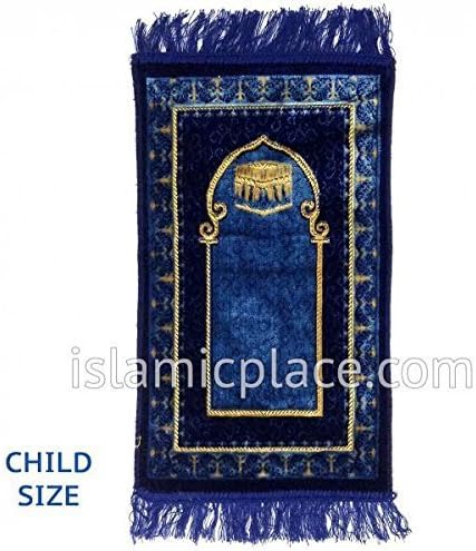 Blue Prayer Rug with Kaba (Child Size) by The Islamic Place