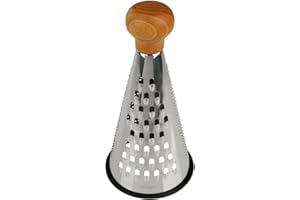 Fackelmann 31036 Râpe en inox, Râpe à fromage, Râpe à légumes, Manche en bois certifié FSC, Acier inoxydable, 24x12cm, Marron, Argenté