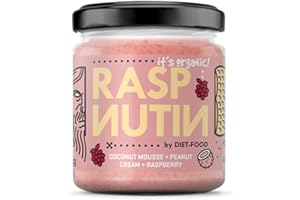 DIET-FOOD - Bio Kokos Mandel Creme - Kokosnusscreme - Coconut Cream - mit Nüsse und Himbeeren - Ohne Zucker - Ohne Palmöl - Raspnutin