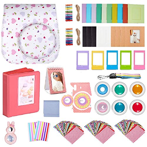 Followsun 16 en 1 Accesorios para Cámara Fujifilm Instax Mini 9/8/8+: Caja, Correa de Hombro Arco Iris, Album, 6 Filtros de Colores, Lente Selfie, Etiqueta Engomada Decorativa de la Cámara, Pegatinas
