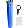 IONIX 20 Inch Slim Housing Pre-Filter For Commercial And Domestic Water Purifier | Usage Up To 300 Liters Per Day (1 Inlet Outlet, Only Housing, Spanner, Plate) Sedimentation, Blue)