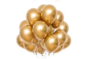 EPOKUS Lot de 50 ballons dorés Matellic - En latex - 30 cm - Pour anniversaire, fête scolaire, mariage, Halloween, Nouvel An