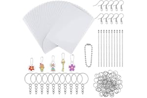TONYG-P Tony-p 150 Pieces Heat Shrink Plastic Sheet Kit, 20 PCS Shrinky Art Paper with 130 PCS Keychains Accessories, DIY Hand Made Craft Tool for Kids