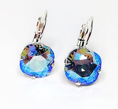 Handmade Silver Plated Sapphire Swarovski Crystal Earrings