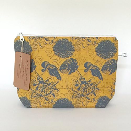 Washable Large Makeup Bag Monstera and Floral Handprinted Quilted Cosmetics Pouch Travel Gift for Her