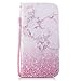 Produktbild Wiko Lenny 4 Hülle Leder Case, Wiko Lenny 4 Lederhülle Marmor Rosa Muster HandyHülle Brieftasche Schutzhülle Elegant Handytasche Flip Ledertasche Stoßfest Magnetverschluss Standfunktion, Marble