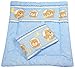 Blue happy teddy Moses basket, crib, buggy baby bedding set