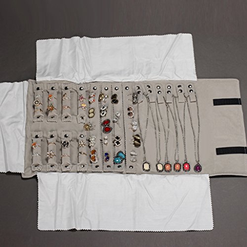 Luxus Samt Schmuck Zweck Walzring Ohrringe Halskette Rolle Veranstalter - 6