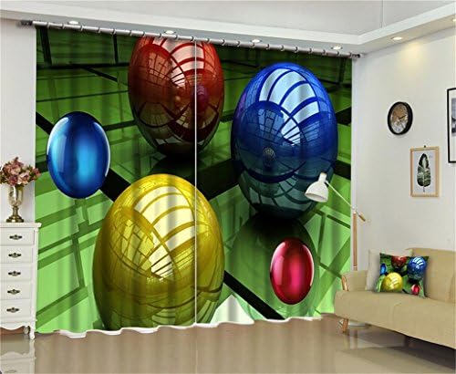XFKL Room Darkening Blackout Curtains ，Tricolor ball 3D Effect Print 100% Polyester Keeping Your Room Cooler In The Warmer / Room Darkening / Noise Reducing for Living Room Bedroom Window Drapes ， 2 Pane , 80*84 inch
