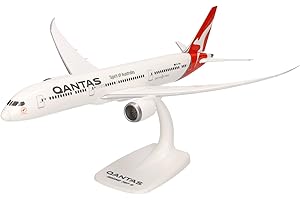herpa Miniatura del avión Qantas Boeing 787-9 Dreamliner - Snap-Fit, Escala 1/200, Modelo prefabricado, maqueta de colleción, modelismo, Avion con Soporte, Figura plástico