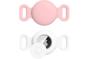 MELIYA Airtag Hundehalsband-Halterung für Apple Airtag Hunde-Tracker, 2 Stück, GPS-Tracking-Zubehör, Anti-Verlust-Silikon, Airtag-Halter, Hülle für Haustiere, Katzen, Hundehalsbänder (klein, weiß + pink)