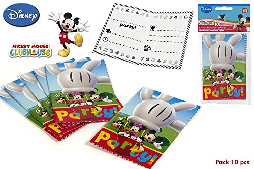 disney mickey mouse. Pack 10 Einladungen und Geburtstage.