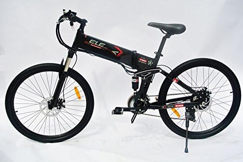 ELECYCLE 250W Electric Bicycle 26 Inch with Shimano 21 Speeds Folding Mountain Bike in Black with LED Display