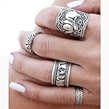 Imixcity®4PCS Antique Silver Punk Vintage Ring Women Retro Elephant Finger Rings Set Boho Imixcity®4PCS Antique Silver Punk Vintage Ring Women Retro Elephant Finger Rings Set Boho