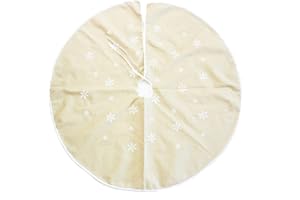 Suneast Runde Weihnachtsbaum Rock 120cm Durchmesser Christbaumdecke mit Schneeflocken-Muster Weihnachtsbaumdecke Tannenbaum Deko Teppich Abdeckung für Schaffen Weihnachts Urlaub Atmosphäre - Beige