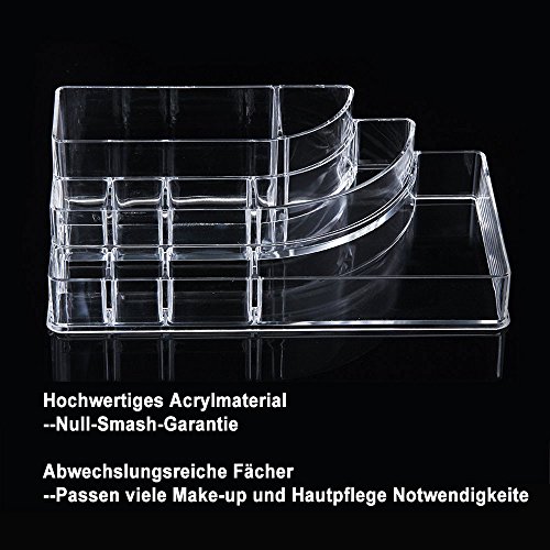 MelodySusie® Acryl Schmuck und kosmetische Speicher-Make-up-Organizer – Transparenz Qualitäts-Acrylmaterial Kosmetische Organizer mit 10 Fächern … - 3