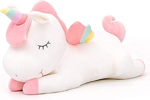 SNOWOLF Licorne en Peluche Mignonne Douce avec Ailes Arc-en-Ciel - Jouet Kawaii pour Enfants (30CM/11.8Inch, White)