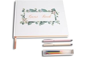 Bluearks Libro de Invitados de Boda, Libro de Invitados de Tapa Dura con Bordes Dorados para Bodas y Fiestas de Cumpleaños (9,1 x 7,1 in)