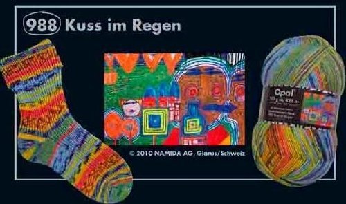 Opal Sockengarn Hundertwasser III - 4 fach 988 Kuss im Regen