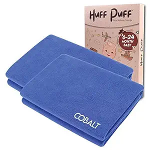 HuFF PuFF Baby Dry Sheet Medium Combo of 2 Cobalt, 100 x 70 cm | Quick Dry Waterproof Sheets for Babies of 0 to 12 Months | Skin Friendly, Heat Free & Washable Bed Protectors for Toddlers & Kids