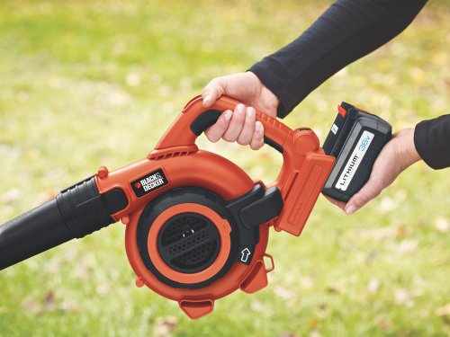Black+Decker 2-in-1 36V Li-Ion 2.0Ah PowerSelect Akku-Laubbläser- Laubsauger, 145 bis 218km/h, inkl. integrierter Häcksler, Fangsack 17.5l, mit Akku + Ladegerät, GWC3600L20, schwarz orange - 11