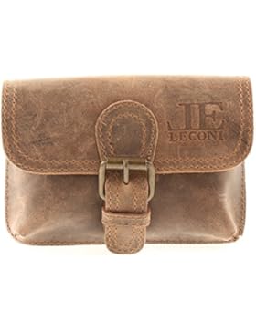 LECONI Gürteltasche Vintage Look Bauchtasche Damen Herren Hüfttasche Büffelleder 16x10x6cm LE3028