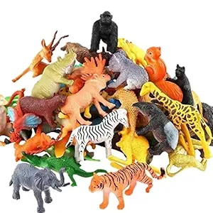 Mallexo Jungle Animal Toys for Kids Play Safely Toys 12PCs Forest Animal Set for Kids Small Size Multi-Color Animal Figures for Kids (Jungle_Small_L)