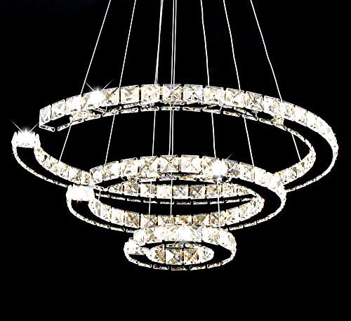 XL contemporary luxury LED glass crystal ceiling pendant light 60cm diameter 48 Watt chandelier 3000K warm white lighting fitting living room illumination